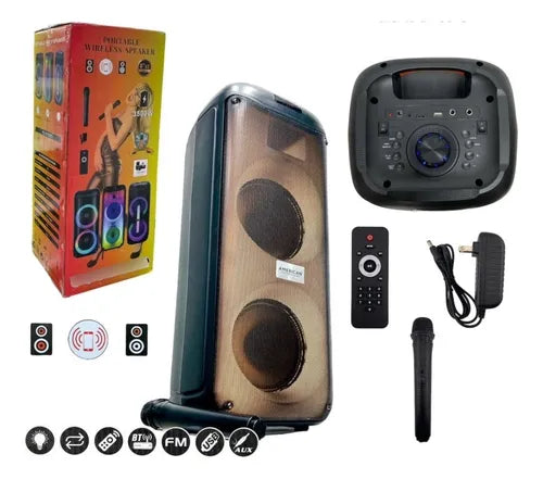 Altavoz Doble Bluetooth Recargable Fiesta Karaoke 8 Pulgadas