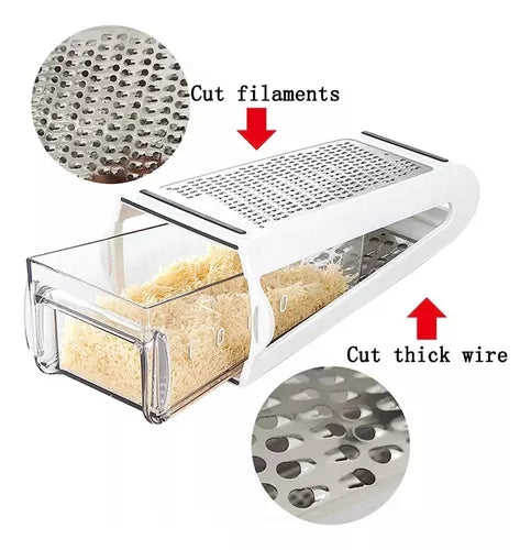 Rallador 2 Caras De Queso Con Caja De Almacenamiento