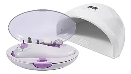 Kit De Lámpara Uv Led Y Mini Torno De Manicure Beauty 2 En 1 Color Blanco