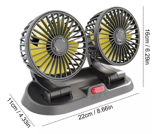 Ventilador Doble Para Auto 360° Conector Encendedor 12v
