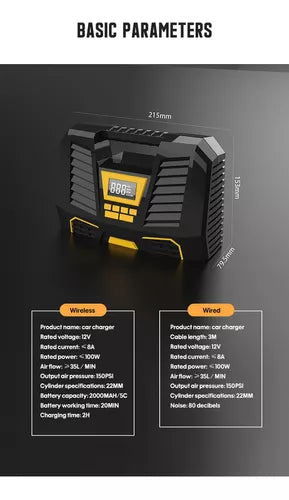 Inflador Aire Compresor Portátil 12v Inalámbrico C1808-2