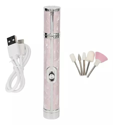 Taladro Pulidor Esmeril Manicure Pedicure Portátil Usb Color Rosa