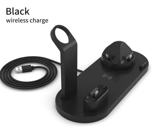 Cargador Inalambrico 3 En 1 Multifunción Soporte Para Tlf Color Negro