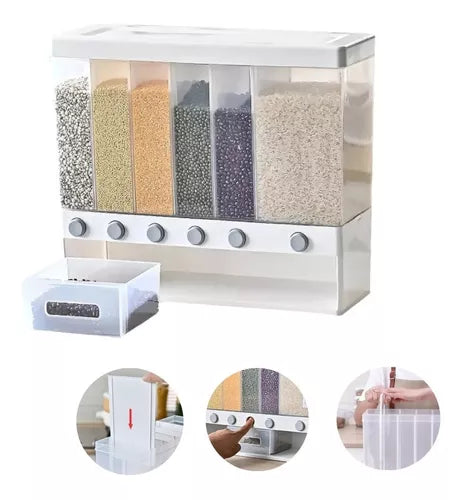 Contenedor De Almacenamiento De Cereales 6 En 1 Dispensador