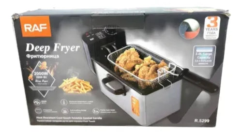 Freidora De Aceite De 3l Raf Eléctrica 2000w Color Plateado Frecuencia 60hz
