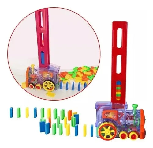 Tren Juguete Dominó Automático Juego Para Niños Y Niñas Personaje Tren Domino 80 Piezas