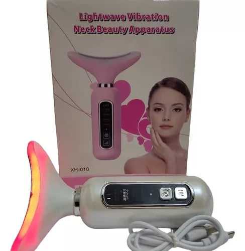 Aparato Rejuvenecedor Facial Y De Cuello Masajes Vibración Color Rosa claro