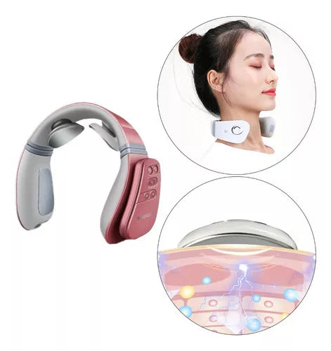 Masajeador Inteligente De Cuello Compresa Caliente Ergonómic Color Blanco Perla