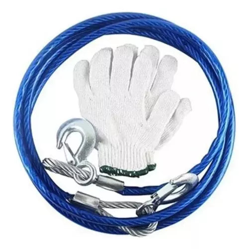 Cable Guaya De Remolque Eslinga Amarre + Guantes 3000kg