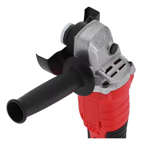 Esmeril Angular Recargable Eléctrico 2 Baterías Color Rojo Con Negro