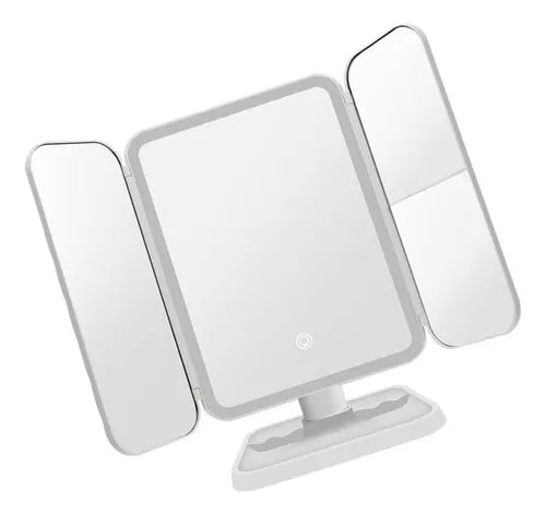 Espejo Iluminado Para Maquillaje Espejo De Tocador Plegable Marco Blanco