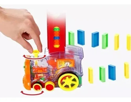 Tren Juguete Dominó Automático Juego Para Niños Y Niñas Personaje Tren Domino 80 Piezas
