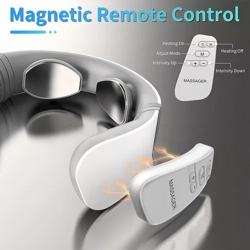 Masajeador Inteligente De Cuello Compresa Caliente Ergonómic Color Blanco Perla