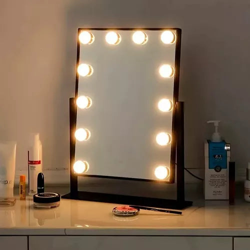 Espejo Maquillaje Tocador Profesional Led 12 Luces Usb 360°