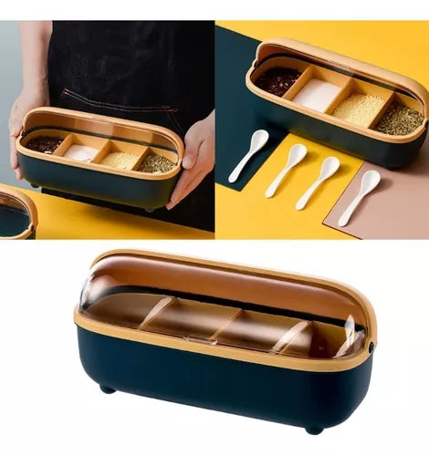 Condimentero Especiero Estilo Nórdico 4 Compartimientos