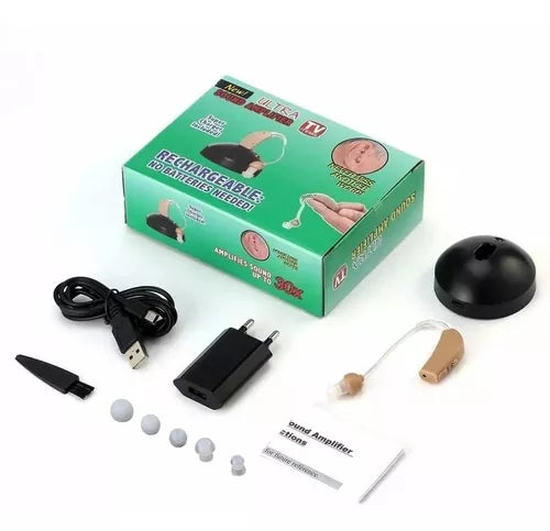 Audífono Recargable Para Sordos Prótesis Con Base Usb