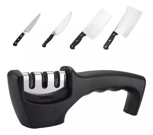 Afilador De Cuchillo Tijera Cocina 3 Etapas Acero Y Cerámica