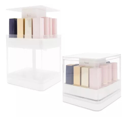 Caja De Almacenamiento Para Lápiz Labial Con Tapa Levantable Color Blanco