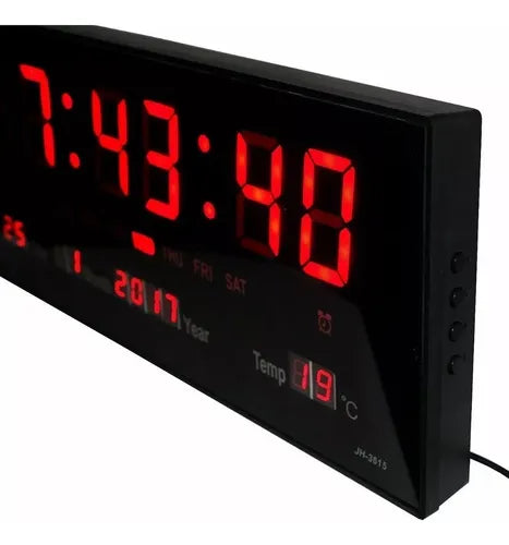 Reloj Digital De Pared Con Pantalla Led Modelo 3615 Estructura Negro