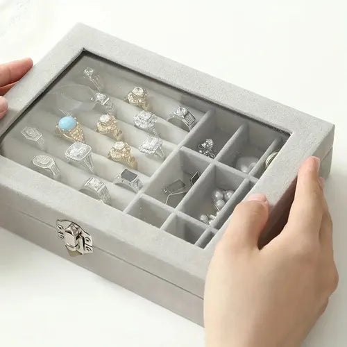 Joyero Caja Exhibición Estuche Organizador De Joyas Ld-1016 Color Gris