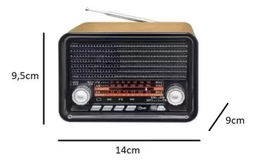 Mini Radio Retro Portátil Recargable Am/fm/ws Bluetooth Usb