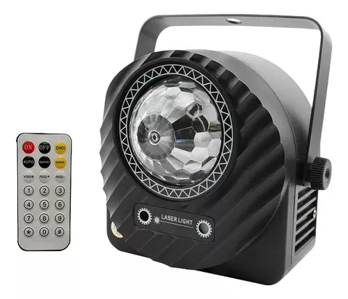 Bola Mágica Cristal Puntos Láser Led 2 En 1 + Control Remoto
