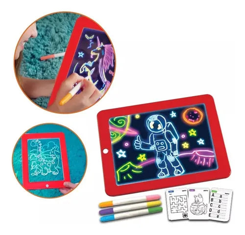 Pizarra Mágica Led Para Niños Ingenio Plumones Plantillas