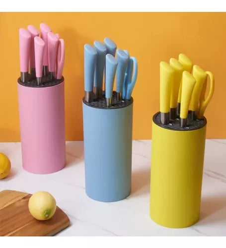Juego De Cuchillos Set De 7 Piezas Con Tijeras Y Taco