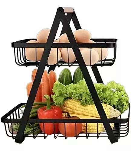 Cesta Para Frutas Vegetales Organizador Multiusos 2 Niveles