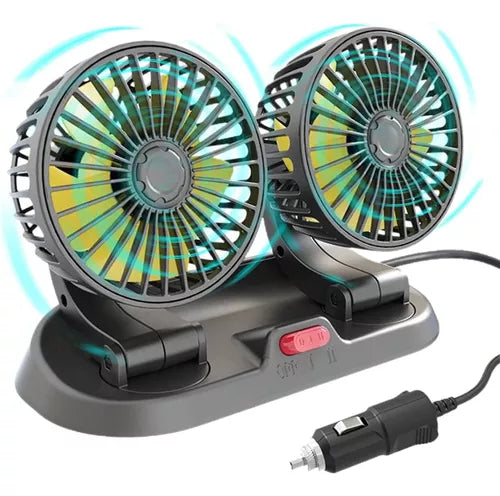 Ventilador Doble Para Auto 360° Conector Encendedor 12v