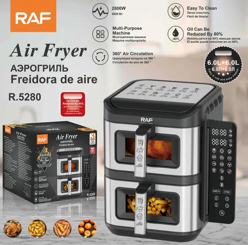 Freidora De Aire 6l+6l 2800w Pantalla Digital Raf R.5280