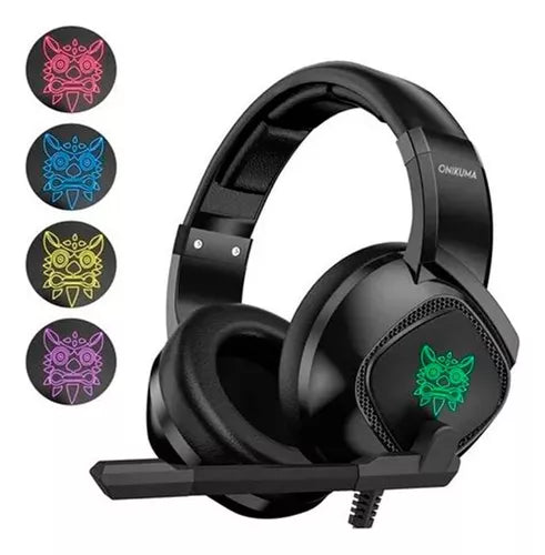 Audífonos Gamer Diadema inalámbrica Onikuma K19 negro Gaming headset con microfono con luz rgb LED para Xbox Ps4 Pc