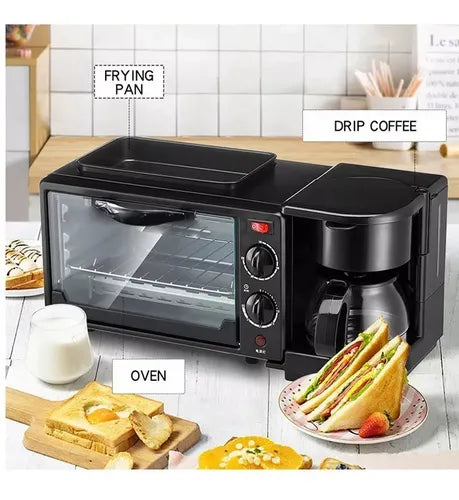 Máquina Para Hacer Desayuno 3 En 1 Horno Cafetera Sarten