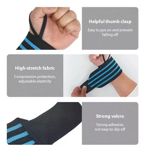 Muñequeras Elásticas Ajustable Deportiva Pesas Gym Crossfit