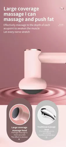 Masajeador Rodante Profundo Shiatsu 5 Cabezales Fitness Color Rosado