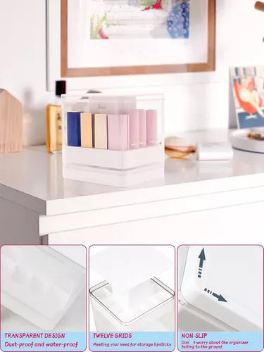 Caja De Almacenamiento Para Lápiz Labial Con Tapa Levantable Color Blanco