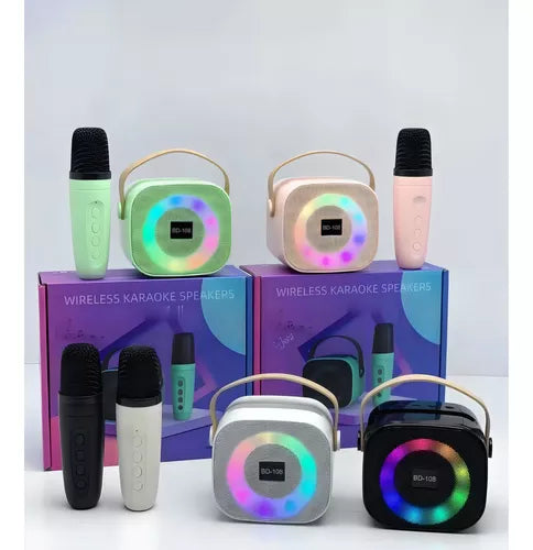 Mini Altavoz Karaoke Bd108 Bluetooth Luces Led V5.3