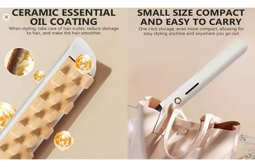 Mini Plancha Rizador 2 En 1 Fluffy Clip Esponjoso Color Blanco