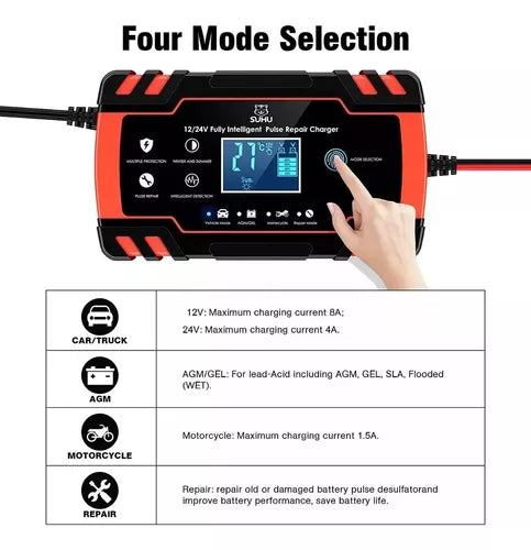 Cargador Batería 12v Inteligente Multifunción Pantalla Lcd