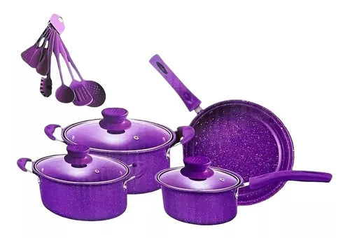 Set De Ollas Cocina Batería Antiadherente 14 Piezas