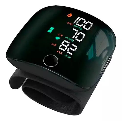Monitor De Presión Arterial De Muñeca Con Voz Usb Recargable Color Negro