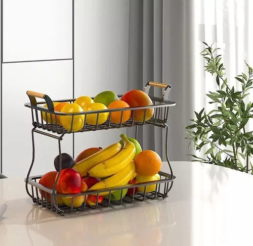 Cesta 2 Niveles Organiza Almacena Frutas Verduras