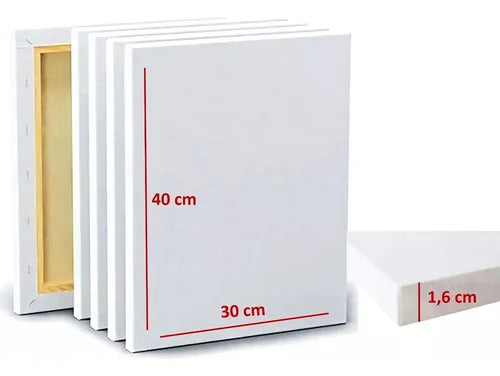 Bastidor De Madera Lienzo De Tela Pintura Blanco 30cmx40cm