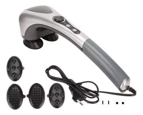 Masajeador Corporal Eléctrico Con Doble Cabezal Infrarrojo Color Gris