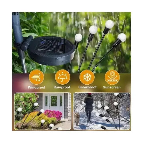Pack X2 Luces Led Estaca Solar P/ Jardín Luciérnaga Navidad