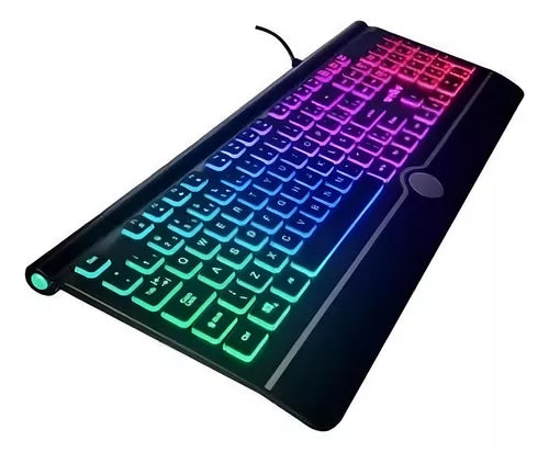 Teclado gamer Weibo QWERTY color negro con luz RGB