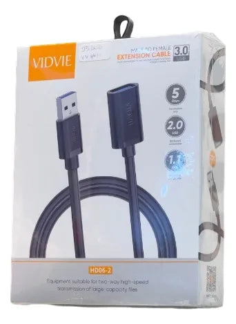 Cable Extensión Usb 3.0 Hembra Macho 5gbps 2mt Vidvie Hd06-2