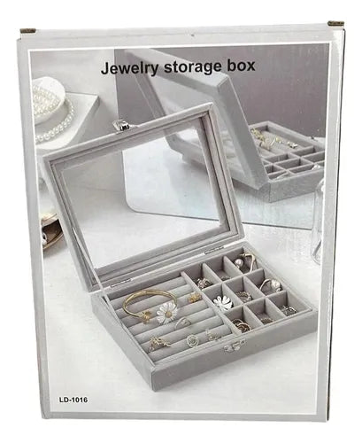 Joyero Caja Exhibición Estuche Organizador De Joyas Ld-1016 Color Gris