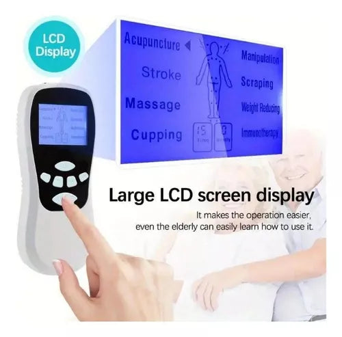 Masajeador Tens Electroestimulador 4 Parches Alivia El Dolor