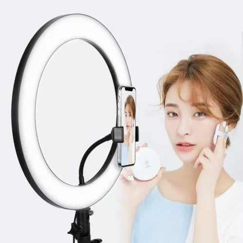 Aro De Luz Led 26 Cm Con Trípode 2 Metros Color De La Estructura Negro/o